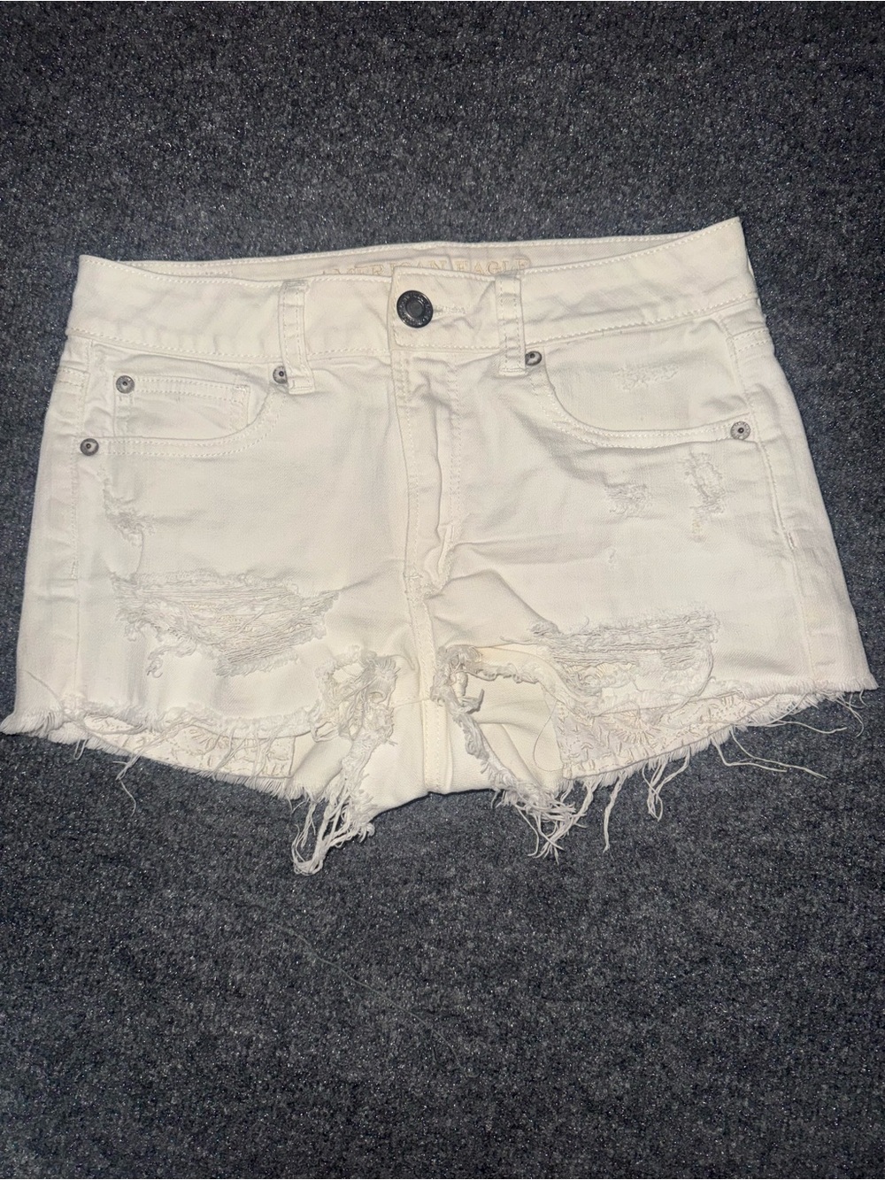 American Eagle Outfitters White Distressed Denim Shorts